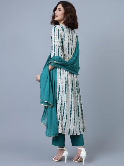 Turquoise Blue Printed Kurti Suit Orchids Boutique