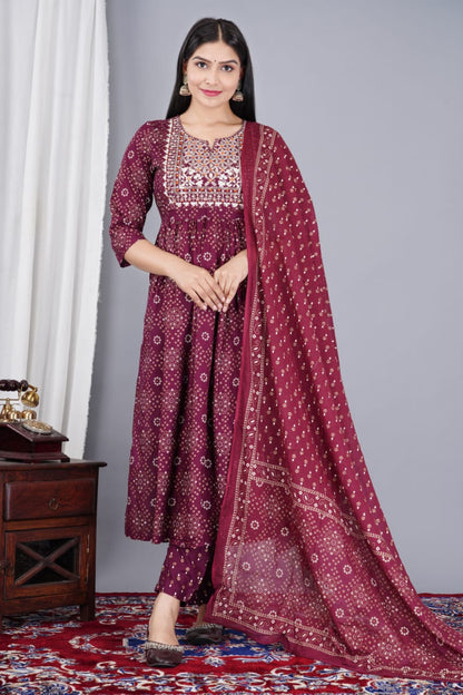 Embroidery Cotton 3Piece Suit