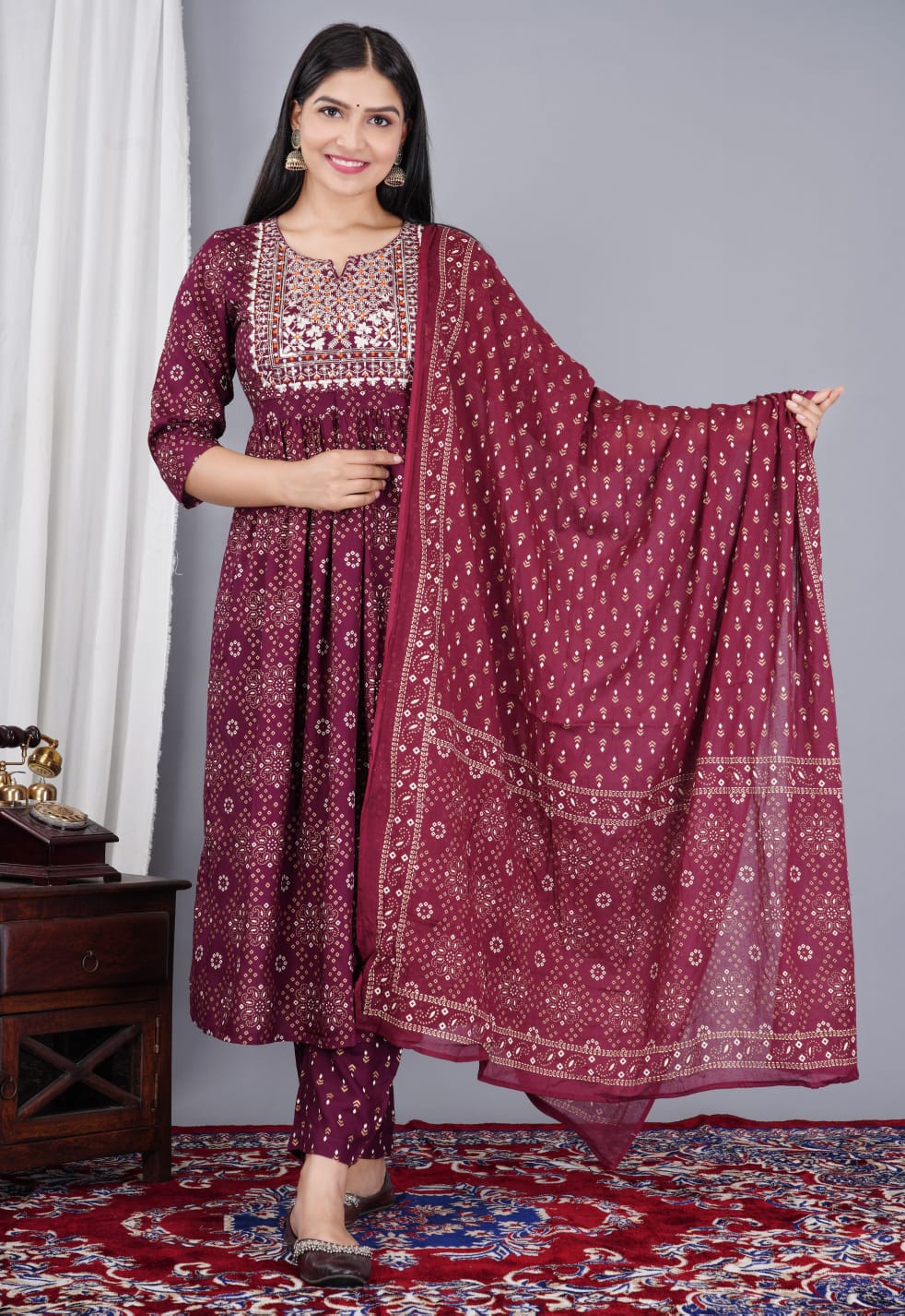 Embroidery Cotton 3Piece Suit