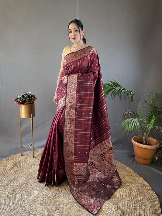 Maroon Copper & Antique Zari Saree