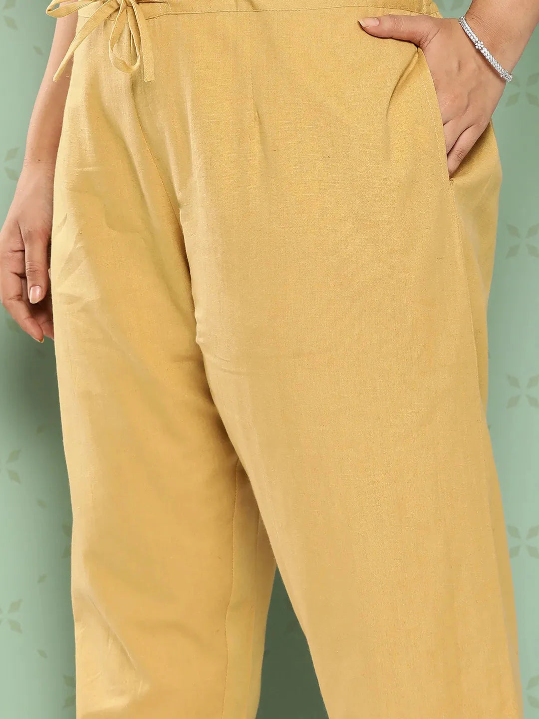 Women Plus Size Beige Cotton Ethnic Trousers-Yufta Store-4206PPNTBG3XL