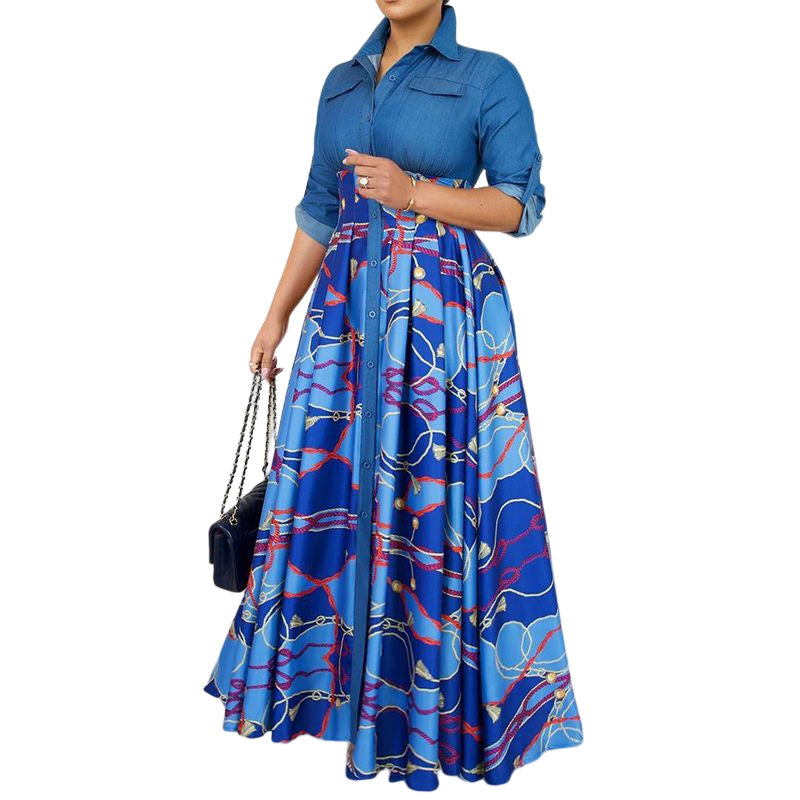 Women's Fashion Printing Lapel Dress Orchids Boutique