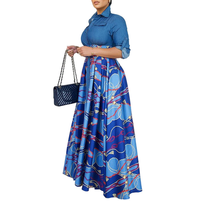 Women's Fashion Printing Lapel Dress Orchids Boutique