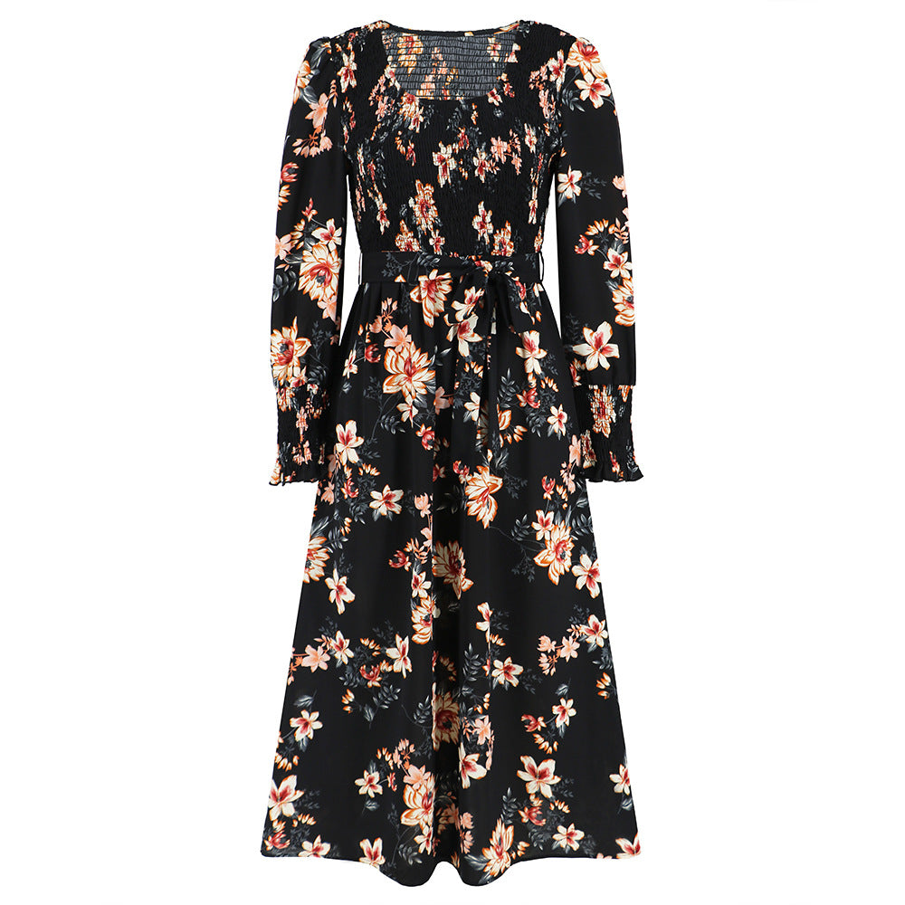 Women's Fashion Retro Long-sleeve Round-collar Dress Orchids Boutique