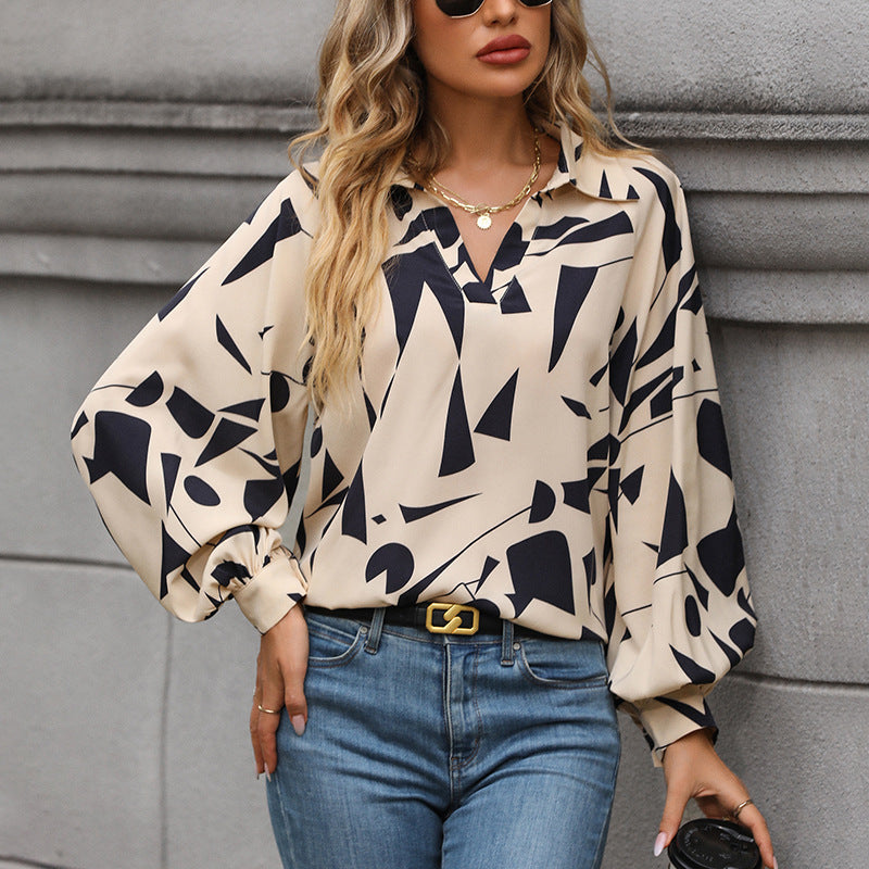 Women's Long-sleeved Printed Shirt Orchids Boutique