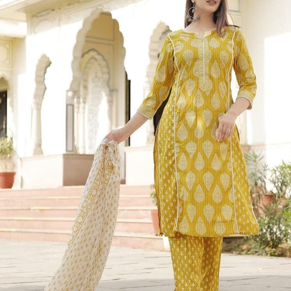 Yellow Printed Kurti Orchids Boutique