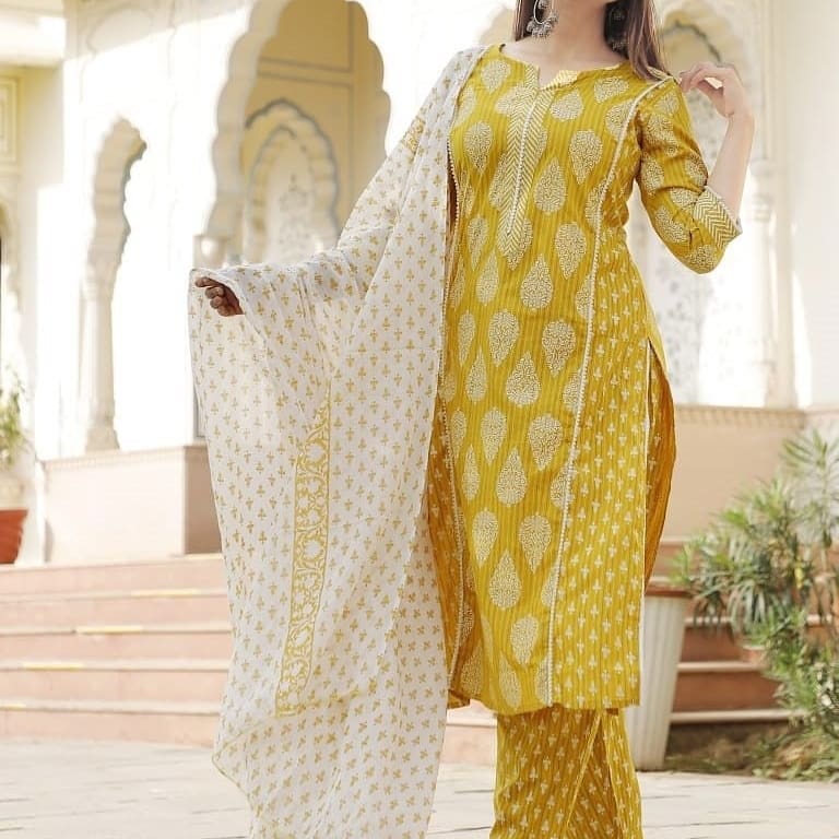 Yellow Printed Kurti Orchids Boutique