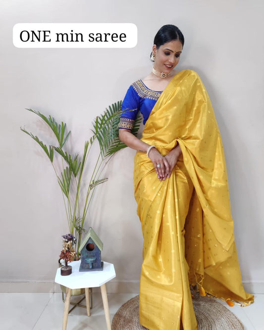 Yellow Uppada Cotton Ready to Wear Saree Orchids Boutique