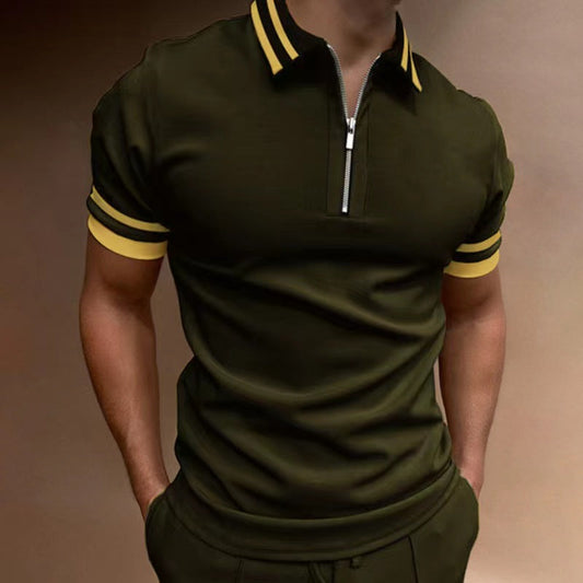 Zipper Stitching Men's Sports Polo Shirt Orchids Boutique