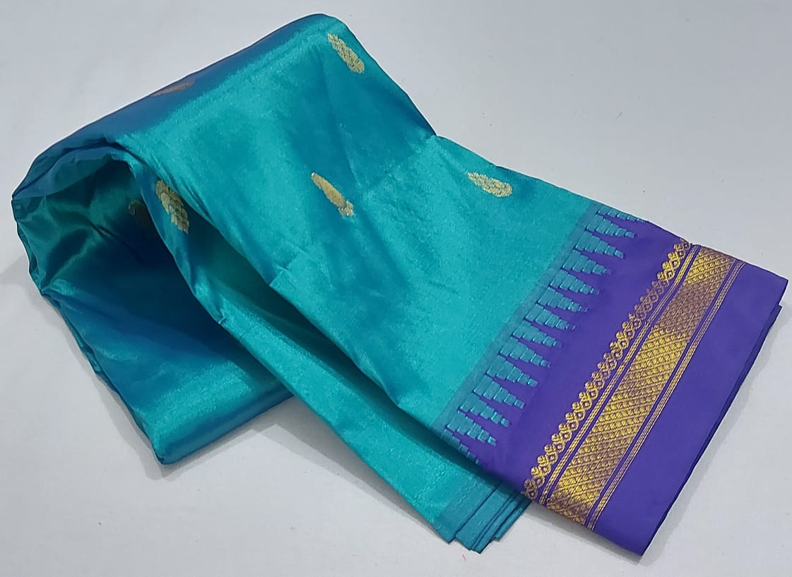 Sky Blue Semi Silk Saree