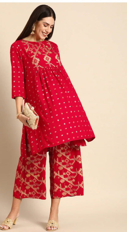 Rayon Printed Kurti Palazzo Set