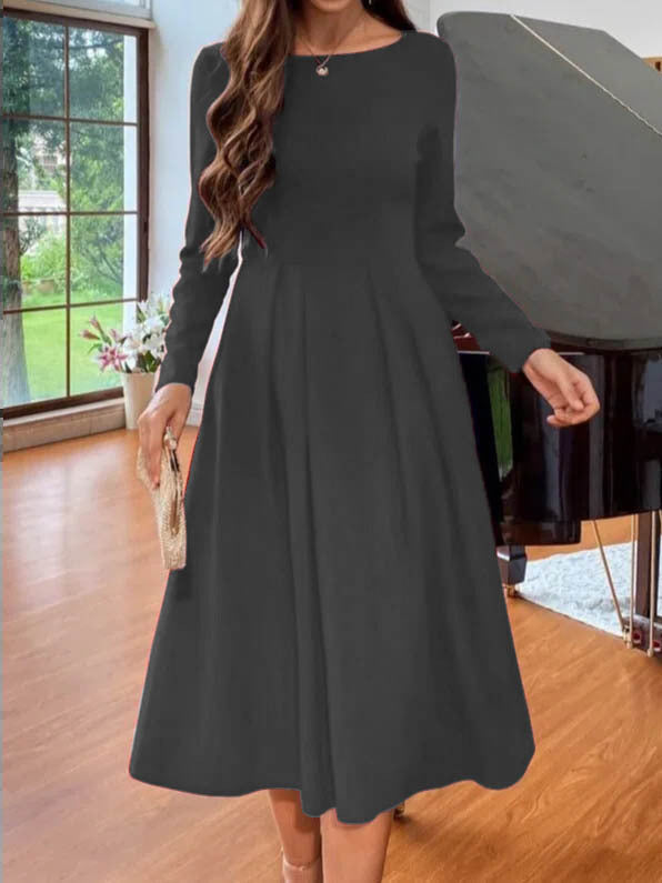 Fashion Casual Round-neck Long-sleeved Dress