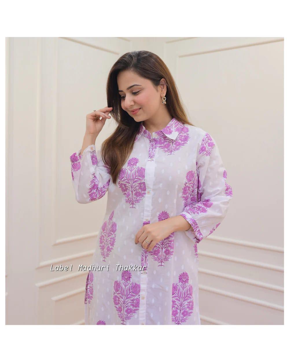 Purple Premium Cotton Fabric Kurti