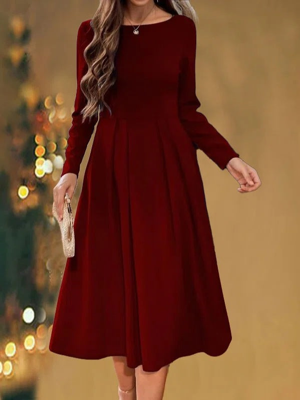 Fashion Casual Round-neck Long-sleeved Dress