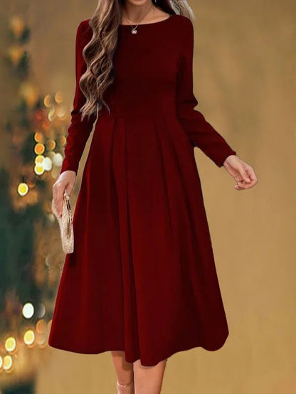 Fashion Casual Round-neck Long-sleeved Dress