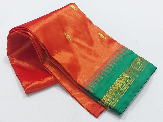 Orange Semi Silk Saree