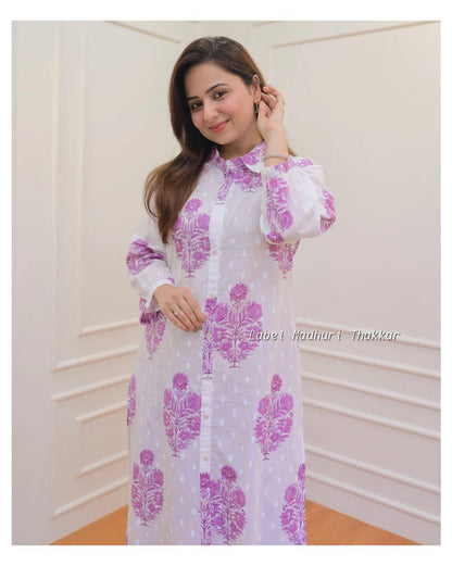 Purple Premium Cotton Fabric Kurti