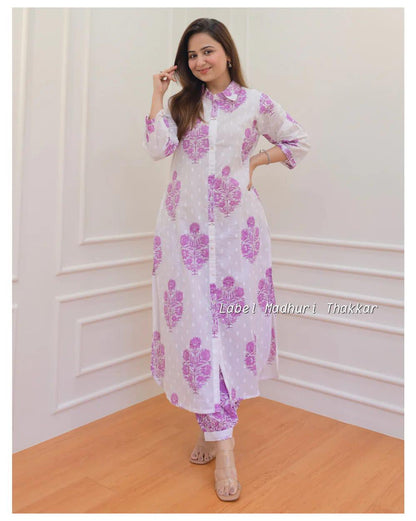 Purple Premium Cotton Fabric Kurti