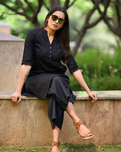 Black Aline kurti with palazzo