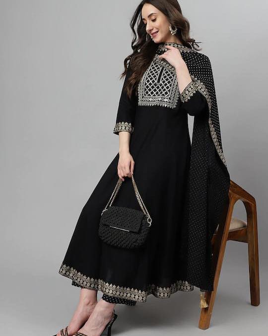 Black 3Piece Anarkali Suit Orchids Boutique