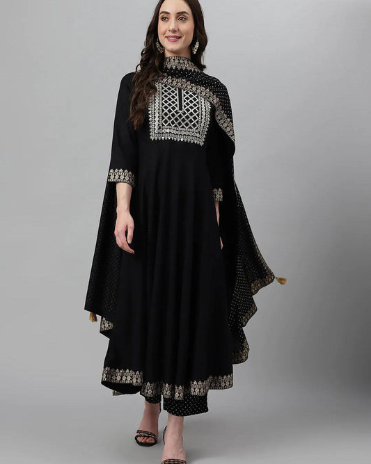 Black 3Piece Anarkali Suit Orchids Boutique