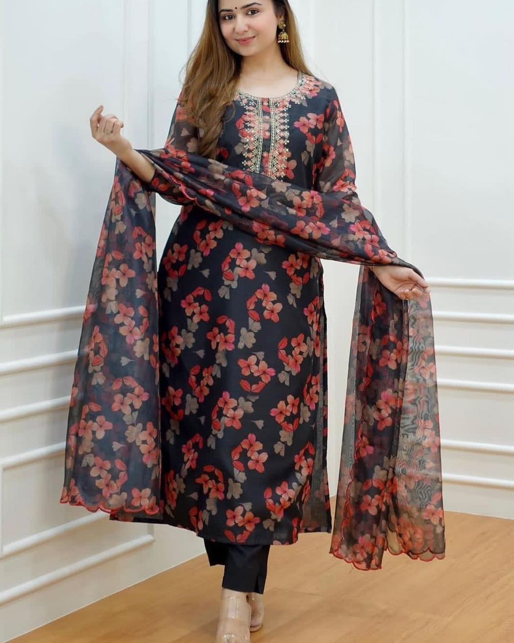 Black Chanderi Suit Orchids Boutique