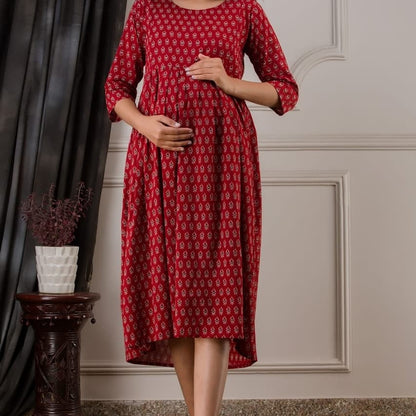 Cotton Printed Maternity & Feeding Kurti Orchids Boutique