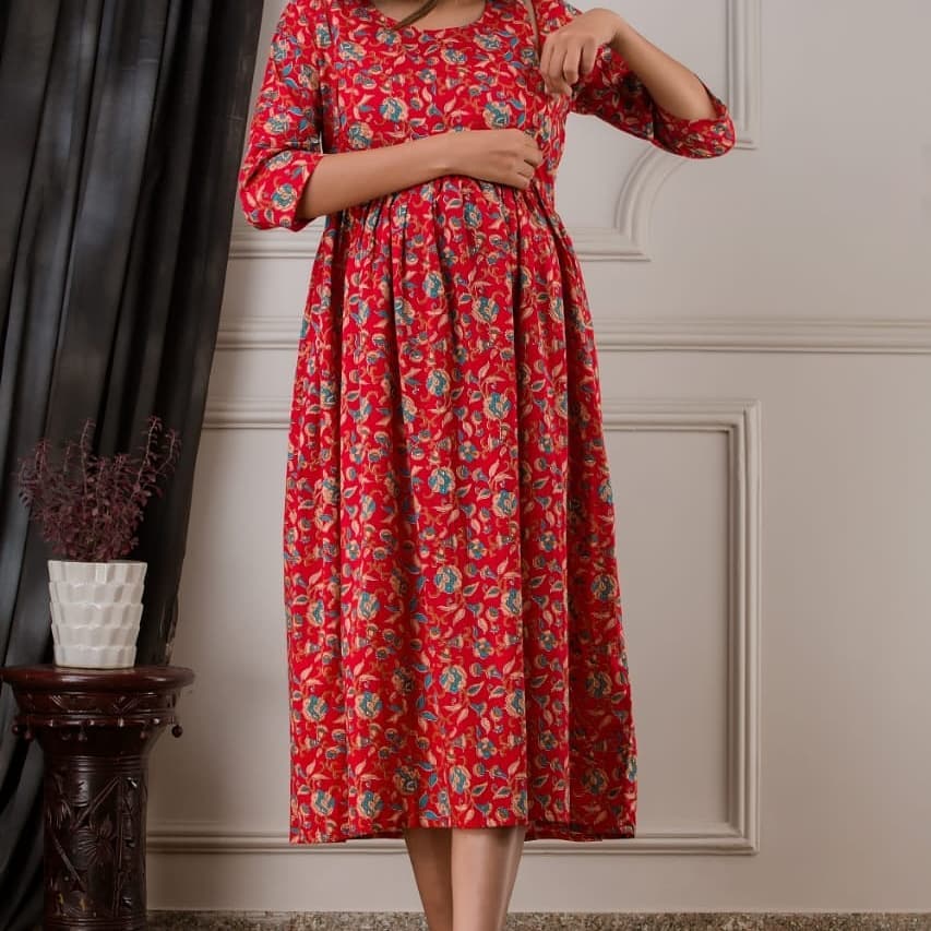 Cotton Printed Maternity & Feeding Kurti Orchids Boutique