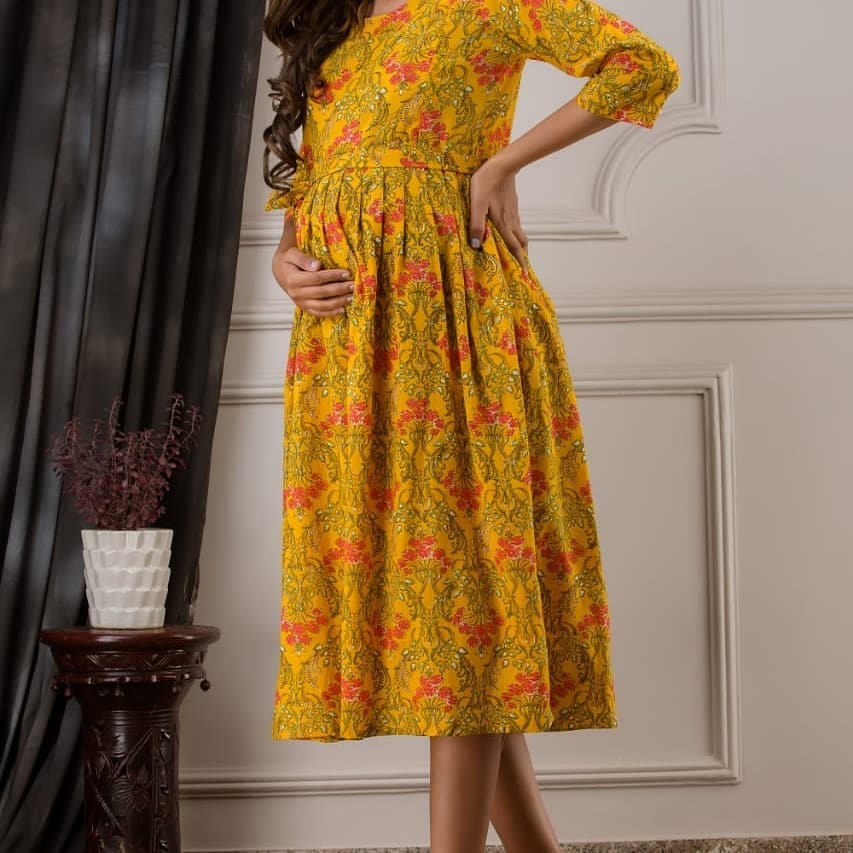 Cotton Printed Maternity & Feeding Kurti Orchids Boutique