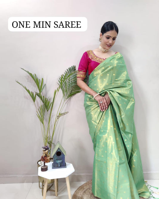 Green Uppada Cotton Ready to Wear Saree Orchids Boutique