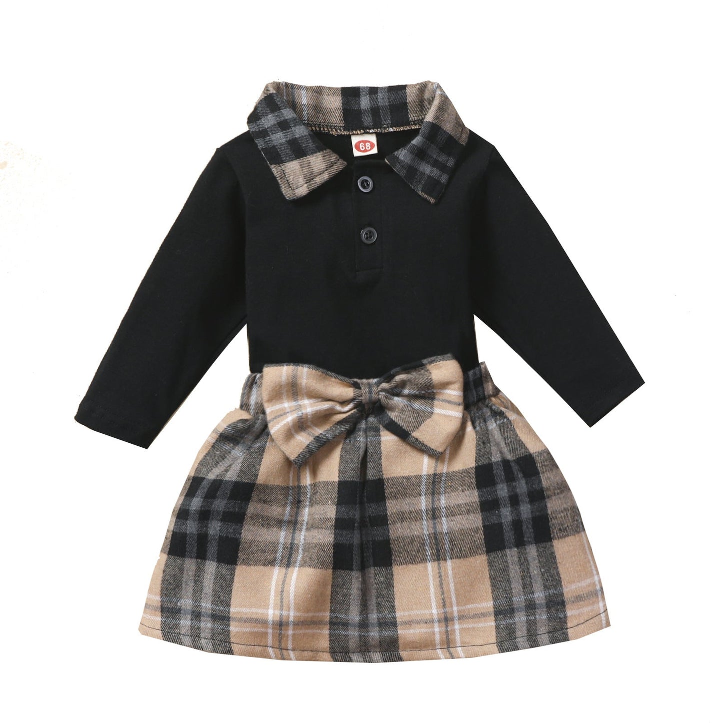 Ins New Children's Clothing Long-sleeved Shirt Plaid Skirt Suit Orchids Boutique