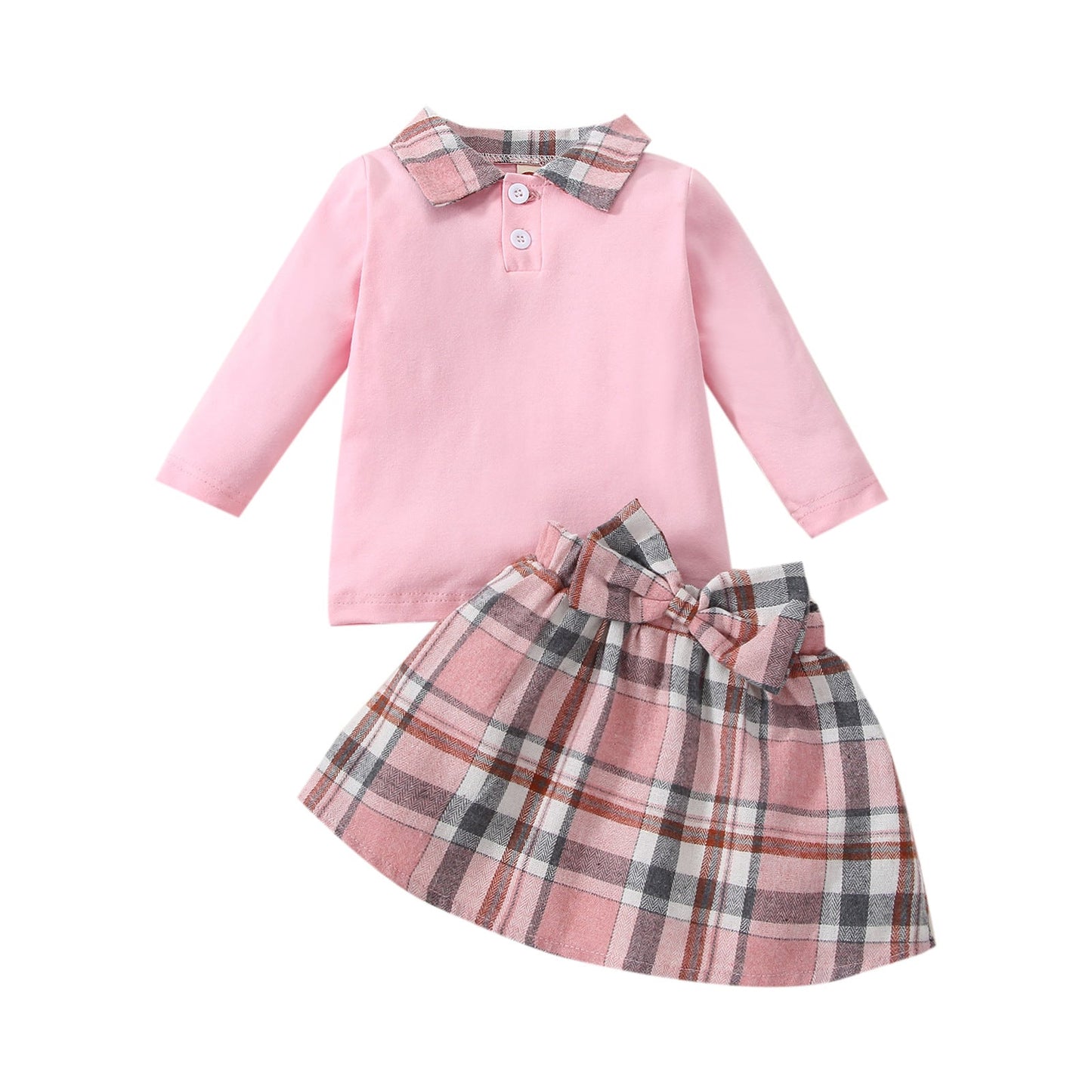 Ins New Children's Clothing Long-sleeved Shirt Plaid Skirt Suit Orchids Boutique