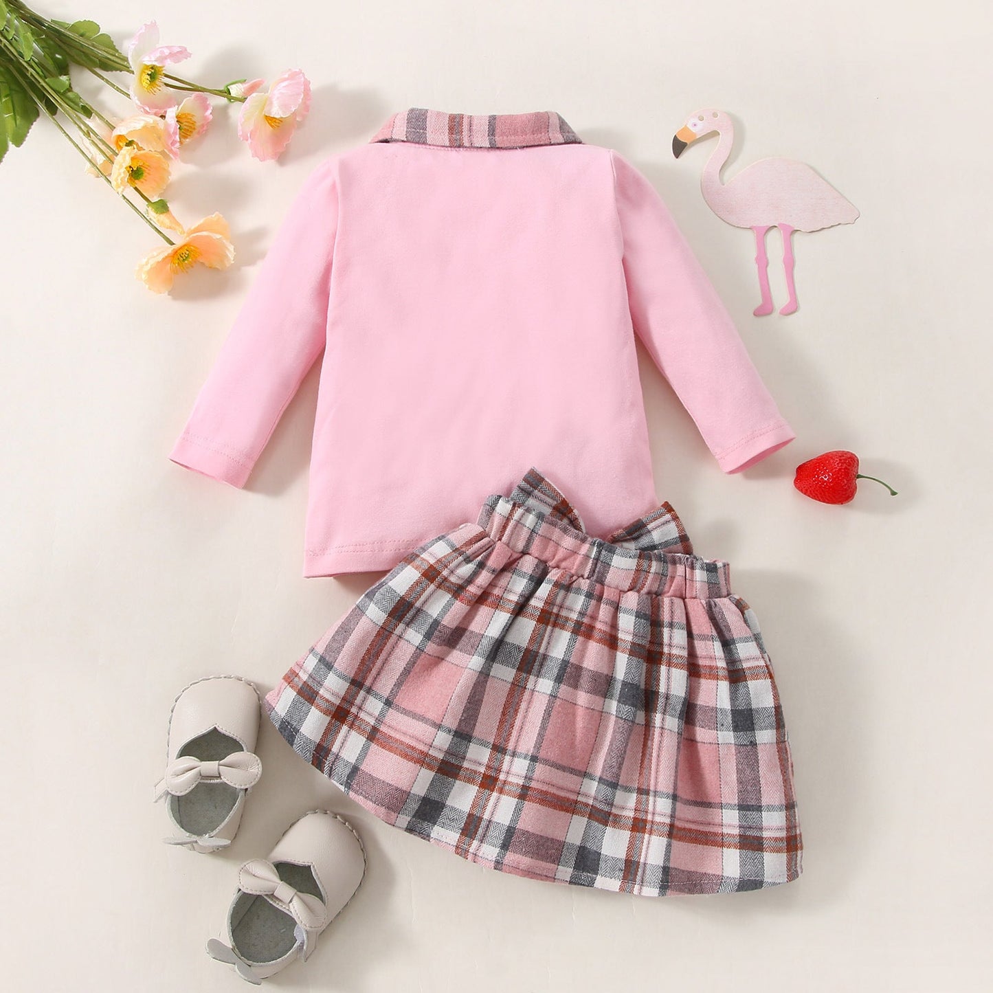 Ins New Children's Clothing Long-sleeved Shirt Plaid Skirt Suit Orchids Boutique