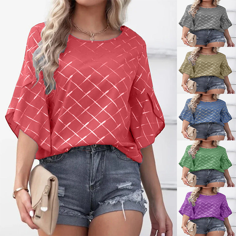 Loose Casual Ruffle Sleeve Top T-shirt Orchids Boutique