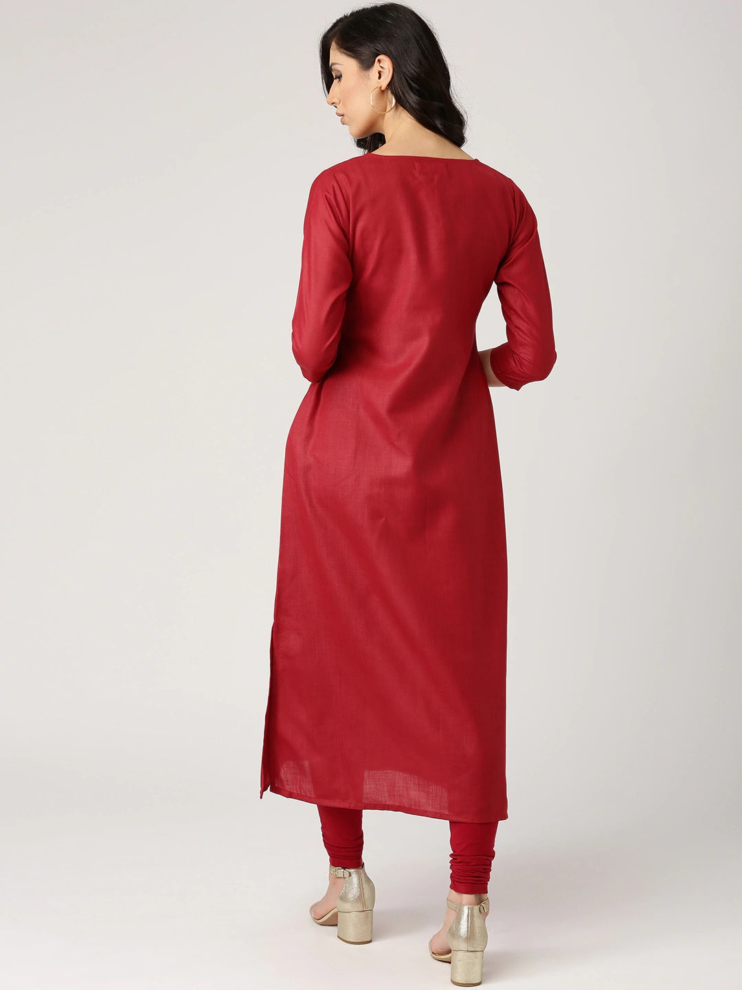 Maroon Solid A-Line Kurta Orchids Boutique