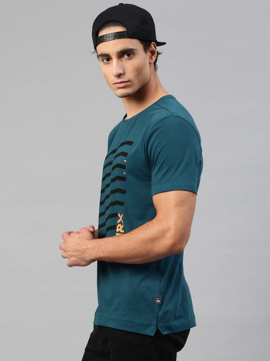 Men Teal Blue Printed T-shirt Orchids Boutique