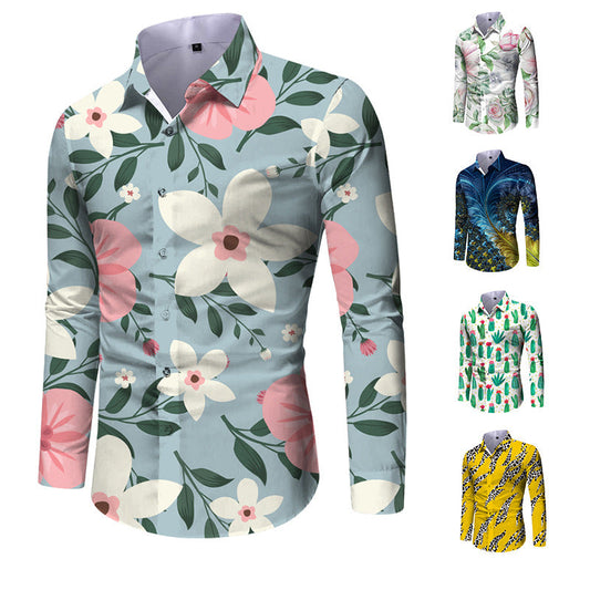 Men's Shirt Fashionable Printed Long Sleeve Orchids Boutique